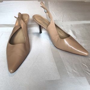 Nude Tan Pointed Toe Slingbacks